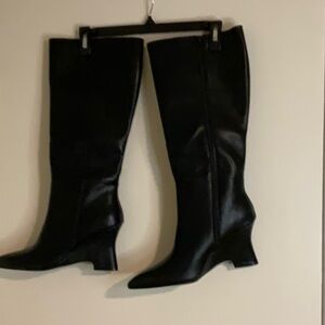 Worthington Black Heeled Boots Knee-High